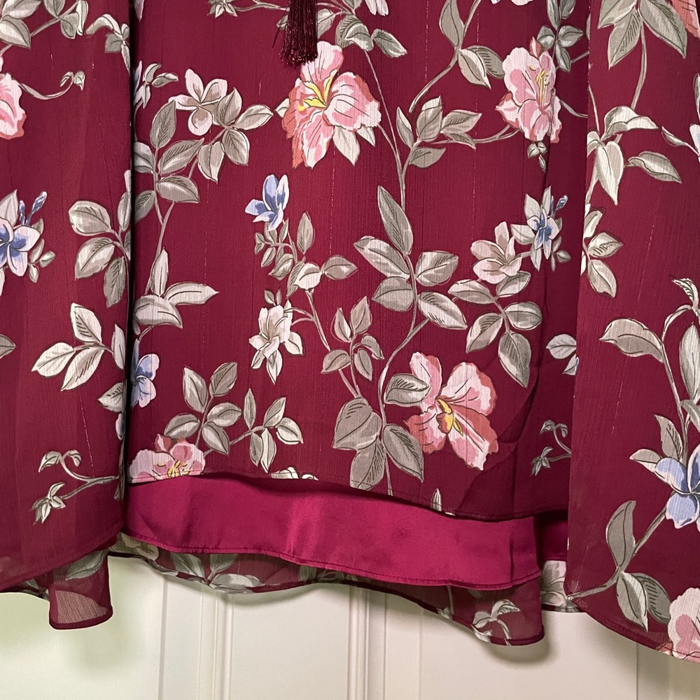 Tommy Bahama Painted Petal Midi Floral Dress | Large | Wine Colored - Picture 5 of 10